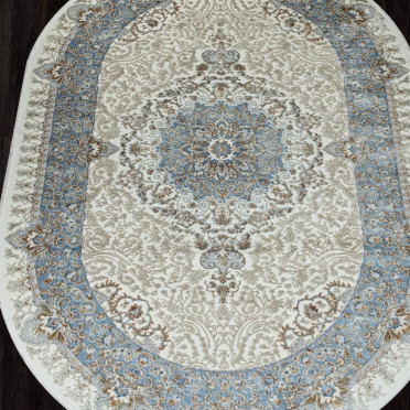 Ковер 06066A - L.BLUE FDY / CREAM HB - Овал - коллекция SAHARA