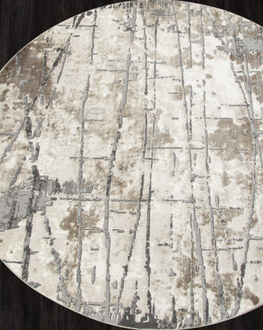 Ковер турецкий 03802A ARMINA (PP Heatset Высокоплотный, бежевый, серый) круглый