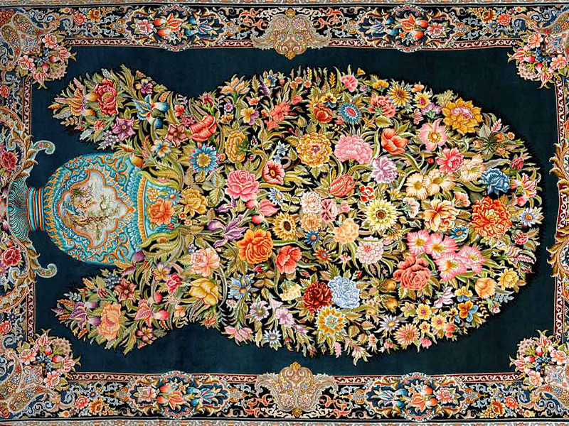 Орнамент цветов на восточном ковре